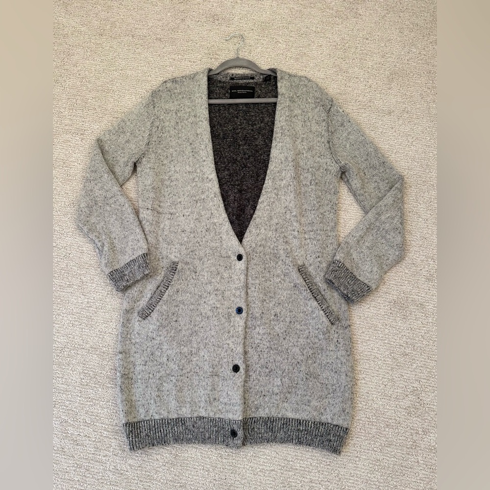 Maison Scotch Wool Needles & Passion Mohair Blend Cardigan Women 3 Gray Med
